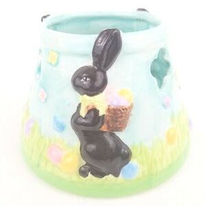 Easter Chocolate Bunny Egg Medium Ceramic Jar Candle Shade Home Interiors 4.25"